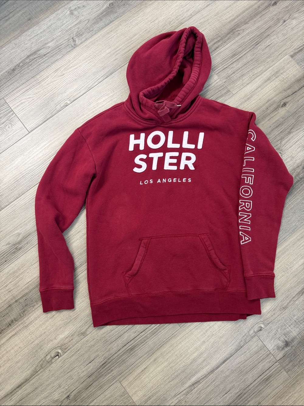 Hollister Wine Red Hooded Pullover Sweatshirt